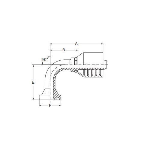 90° SAE-laippa 6000PSI kartio 62